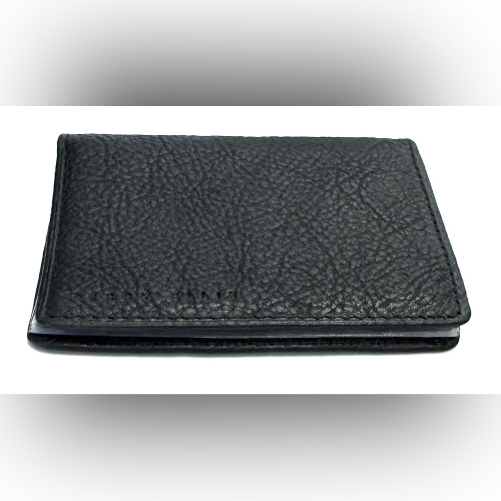 Vintage Perry Ellis Men's Genuine Leather Black Bifold Card ID Wallet 3.75” x 3”